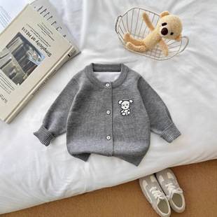 Live Supply of 2025 New Children's Sweaters, Fleece-Lined Infant Round-Neck Solid Color Jacket, Girls' Cotton Knitted Cardigan