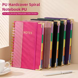 Cross-border bestseller A5 spiral notebook, thickened, high aesthetic value, business office notepad, leather cover spiral notebook, customizable