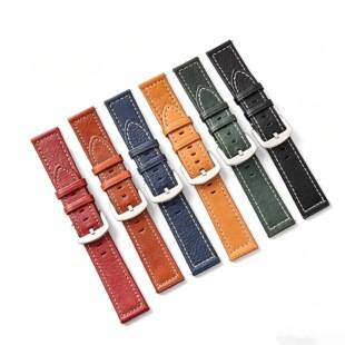 High-End Retro First-Layer Pebbled Genuine Leather Watch Strap Suitable for Huawei 22mm Smart Quick-Release Pin Buckle Strap Chain Wholesale