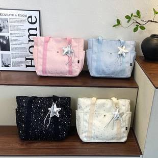 Simple star-patterned, niche-design underarm bag, women's shoulder bag, 2026 new trendy and fashionable shoulder tote bag for commuting