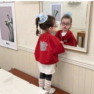 Children's Outfit 2025 Korean Style Girls' Kt Cat Embroidered Jacket Autumn Cute Coat for Baby Girls Trendy Children's Top