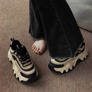 Street Daddy Shoes for Women Showing Small Feet 2025 Autum New Style Lazy Thick-Soled Platform Casual Sports Shoes Wholesale