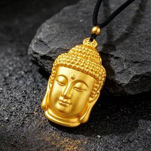 Jewelry store same style high-end Tathagata sand gold meticulously crafted thick gold large Buddha head pendant with a radiant aura, symbolizing peace and safety, high color retention