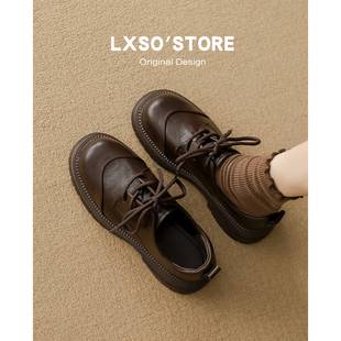 Sheepskin Version~New Versatile Thick-Soled Lace-Up Leather Shoes, Genuine Leather Retro Casual Comfortable Deep-Cut Loafers