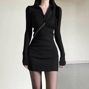 Little Mom Style dress Women's Hip Skirt Black Silk Matching Base Skirt Hot Girl Wear Autumn and Winter Women's Skirt