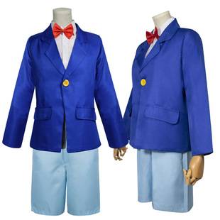 Conan Cos Clothes Anime Cosplay Men's and Women's Kidsren's Clothing Edogawa Conan Blue Uniform Suit