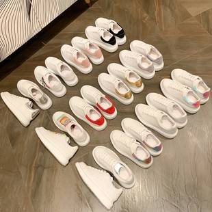 High version McQueen white shoes low-cut leather thick sole hidden height sneaker casual all-match couple muffin board shoes