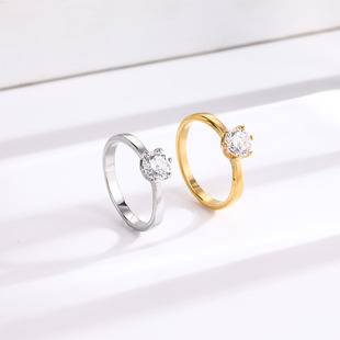 French Super Flash Large Zircon Titanium Steel Ring Women's Niche Design High-end Light Luxury Fashion All-match Internet Trendy Accessories