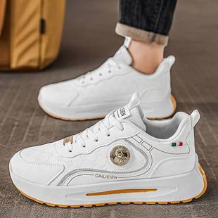 Autumn Men's Shoes New Breathable Sports Shoes Men's Trendy Versatile Thick-Soled White Shoes Casual Running Dad Shoes for Men