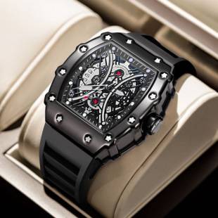 ZIDO Brand Casual Fashion Trend Automatic Quartz Hollow Luminous Waterproof Barrel-Shaped Men's Watch 1704