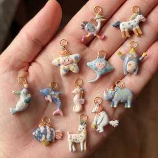 Jiaoxiang European and American Cross-Border New Animal Series Stainless Steel Oil-Drip Printed Pendant DIY Accessories Wholesale