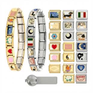 Meikeduo Popular Set Stainless Steel Italian Module Bracelet DIY Elastic Splicing Birthday Gift Accessories