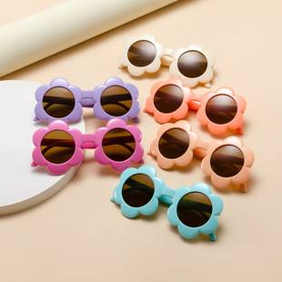 Children's flower sunglasses multi-color round frame sunshade sunglasses cute baby UV-proof sunglasses in stock