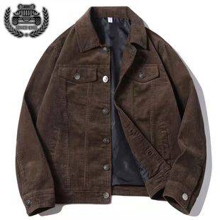 Retro Corduroy Jacket Men's Spring and Autum Mature and Stable Lapel Workwear Top Casual Loose Cotton Jacket