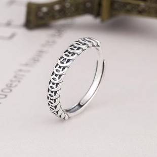 S925 Sterling Silver Copper Coin Ring for Women, Thai Silver Vintage Money Multi-Ring Index Finger Korean Version Ins Retro Personality Fortune Ring