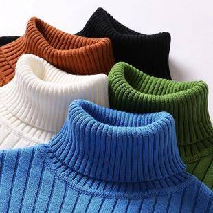 Factory wholesale men's sweater long collar sweater slim lapel junior high school one-piece velvet sweater male student Middle high collar