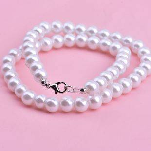 8mm Glass Imitation Pearl Short Necklace Women's Simple Clavicle Chain Jewelry Accessories Taobao 2 Yuan Store Small Gift Wholesale
