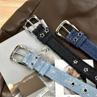 Canvas Belt Pin Buckle Belt Women's Internet Popular Ins Style Simple All-Match Fashion Korean Jeans Belt Decoration