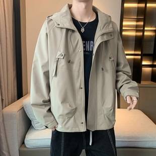 Men's Jacket Casual Coat Men's Autumn and Winter 2024 New High-end Sense Charge Clothes Hooded Work Coat Men's Wear
