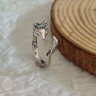 Cross-border Ins Fox Open Ring Light Luxury Simple All-match Thai Silver Ring Women's New Niche Food Ring Personalized