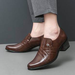 Foreign Trade Large Size Men's Business Formal High-Heeled Leather Shoes for Men 2024 Spring & Fall New Wedding Banquet Formal Cuban Men