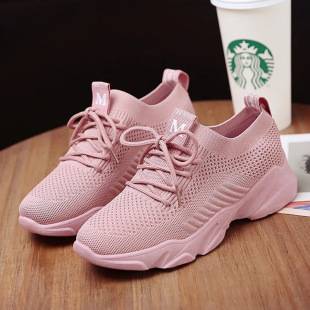 2025 New White Shoes Lightweight Breathable Running Shoes Women's Feiwei Korean Style Casual Shoes Summer Shock Absorbing Sports Shoes