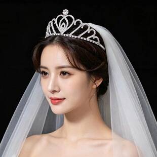 New Korean Style Bridal Headband, Women's Creative Claw Chain Rhinestone Crown Model Electroplated Silver Metal Headwear in Stock
