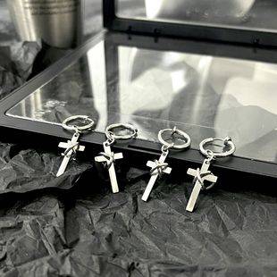 New Style Winding Cross Earrings for Men, Stainless Steel Ear Accessories, Ear Clips for Women, Niche Design Ear Clips, High-End Accessories