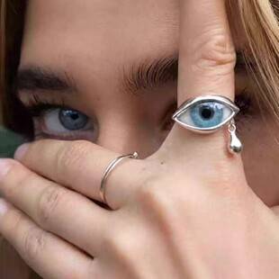 "Crying Eyes" Ring with Teardrops for Women, Unique Design, Exquisite and Non-Cliche, Tail Ring