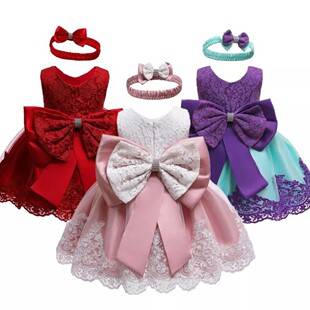 [Cross-Border Hot-Selling Items] Girls' Dress with Bowknot Lace, Sleeveless Princess Dress for Young Children, Suitable for All Seasons