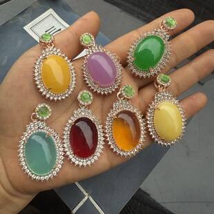 Popular Imitation Chalcedony Oval Pendant for Live Streaming, Hot-Selling Purple Aquamarine Pendant Small Gift for Attracting Traffic in Tourist Areas