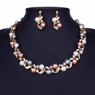 European and American Popular Vintage Necklace suit Women's 2-piece Set Leaves Flowers Exaggerated Jewelry New Wedding Accessories for Brides
