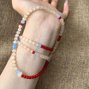 New Chinese-style color-blocked beaded bracelet for women, with an ins niche design, vintage charm, and a flattering effect, suitable as a gift for a best friend