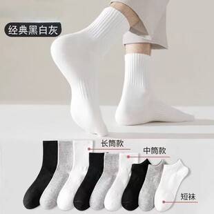 White Socks for Men, Mid-Calf Length, Solid Color, Trendy Long Socks, Breathable and Sweat-Absorbent, Men's Cotton Socks, Thin Sports Socks