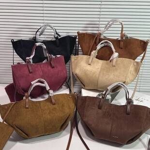 Polene Genuine Leather Tote Bag Shoulder Handbag Magnetic Bag Large Shopping Bag Wing Bag Women's European and American Retro