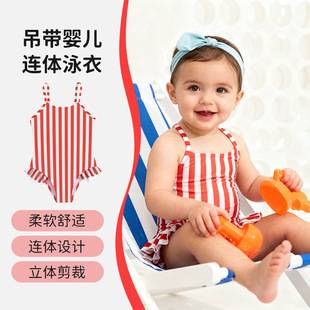 Cross-Border Hot-Selling New Children's One-Piece Swimsuit for Girls, Infants and Toddlers, Cute Swimsuit with Suspenders, One-Piece Swimsuit