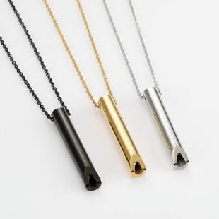 Breathing Resistance Meditation Whistle Necklace Mindfulness Pendant Stainless Steel Adjustable Anxiety Relief Stress Reduction Mindfulness Training