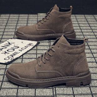 Autumn and Winter New Warm Men's Shoes Mid-Top Martin Boots Work Boots Men's Shoes Breathable Thickened Men's Boots Foreign Trade Wholesale