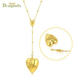 European and American Peach heart pendant necklace personalized bead chain stainless steel heart casket necklace open snake jewelry
