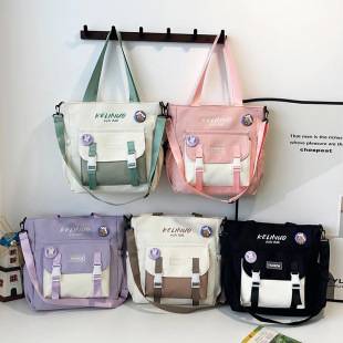 Tuition Bag Junior High School Student Shoulder Bag Female Color Matching Large Capacity Book Tote Bag Primary School Student Class Crossbody Bag