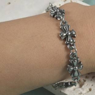 Ch Trendy Brand Double Cross Bracelet for Men, Popular in Europe and America, Retro Gothic Dark Style Bracelet for Women