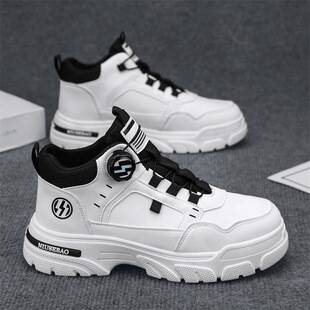 Autumn 2025 Mid-Top Men's Shoes Trendy Versatile Martin Boots Slip-On Fashion Shoes Youth Casual Shoes