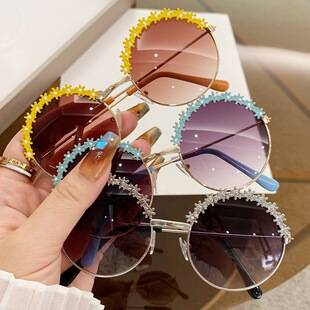 Children's Glasses, Cool and High-End Sunglasses, Fashionable New Style Sunglasses, Cute Baby Korean Style Cross-Glass Trendy Sunshade Glasses