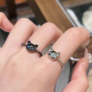 Cute Cat Ring Women's Niche Design Sweet Retro Open Fashion Personality Ins Couple Ring