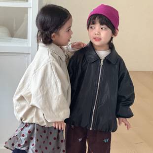 Children's leather jacket, girls' fleece-lined batwing-sleeve jacket, boys' thickened jacket, 2026 new autumn/winter collection, baby top