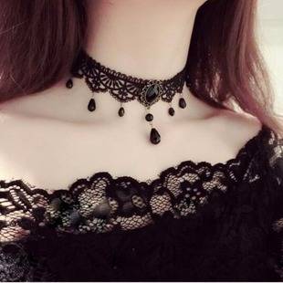 Cross-Border Accessories Women's Neckband Retro Palace Gothic Style Hot Girl Choker Lace Necklace Choker Clavicle Chain Choker