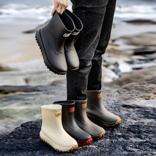 Men's Rain Boots for Winter, Cold-Proof, Warm, Fashionable, Wear-Resistant, Waterproof, Non-Slip, Durable, Casual Outdoor Fishing Rain Boots