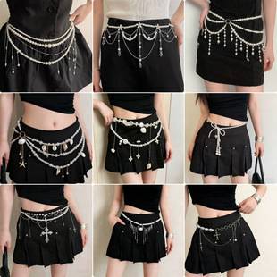 European and American Cross-Border Multi-Layered Pearl Tassel Waist Chain for Women, Light Luxury and High-End Tassel Belt, Fashionable and Versatile Clothing Accessories