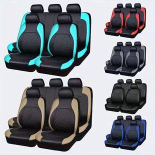 Foreign Trade Cross-Border Luxury Quilted Leather Car Seat Cover Black Universal Seat Cover Set