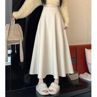 High-Waisted Half-Length Suit Skirt for Women in Autumn and Winter New Style Versatile Slimming Look Large Hem Umbrella Skirt Mid-Length A-Line Pleated Skirt